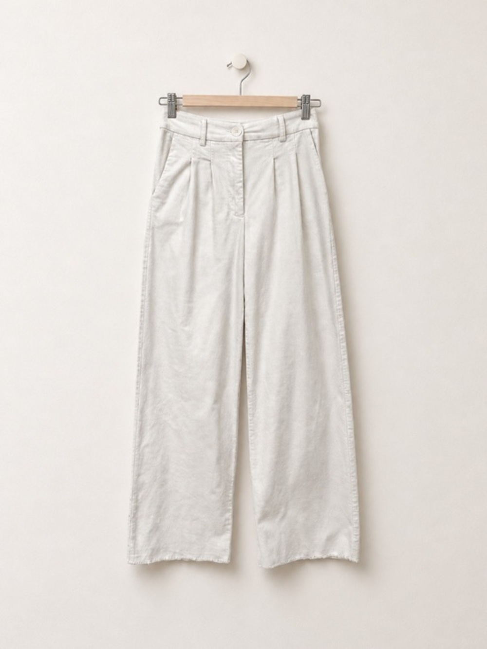 Princess Polly Cream High-Rise Wide Leg Corduroy Pants